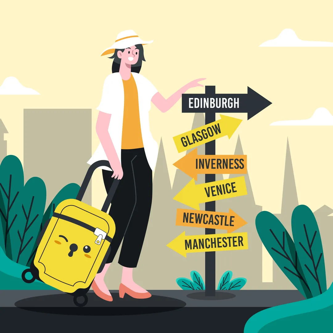 Illustration of destinations and travel experiences curated by StaysIn