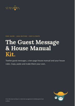 Cover of The Guest Message & House Manual Kit, a free Stays In guide for Edinburgh short-let owners