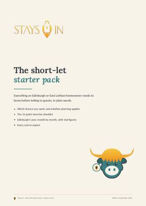 Cover of The short-let starter pack, a free Stays In guide for Edinburgh short-let owners