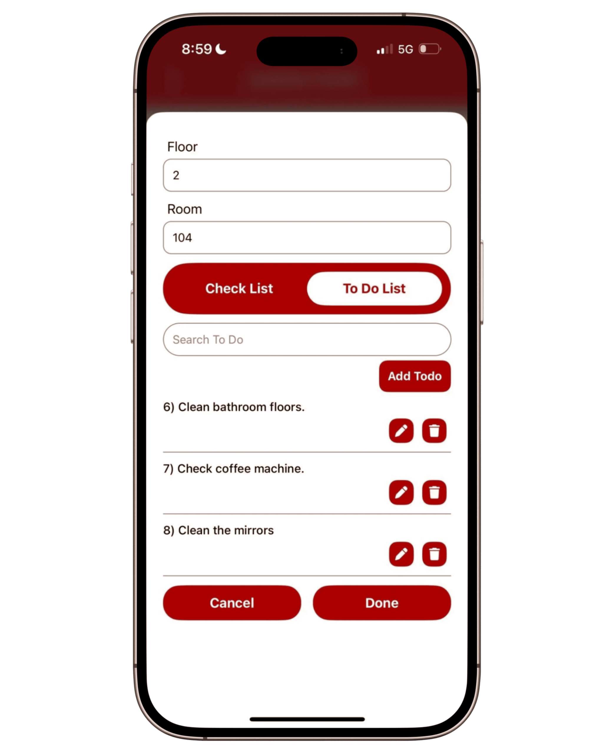 RelyOn Housekeeping mobile app interface preview